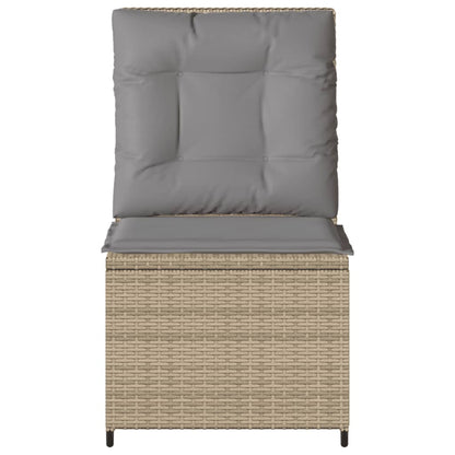 vidaXL Gartensessel mit Liegefunktion und Kissen Beige Poly Rattan