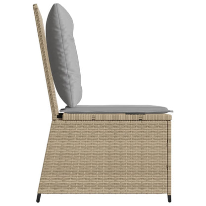 vidaXL Gartensessel mit Liegefunktion und Kissen Beige Poly Rattan