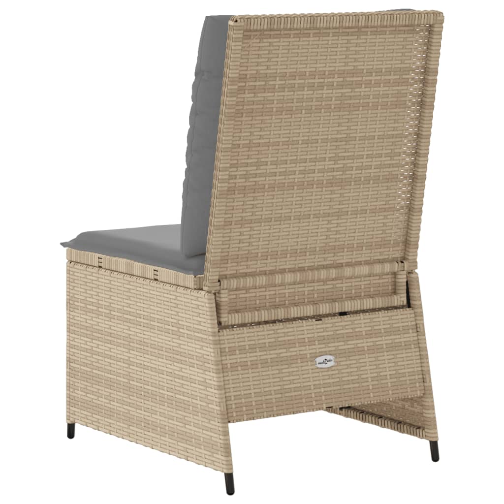 vidaXL Gartensessel mit Liegefunktion und Kissen Beige Poly Rattan