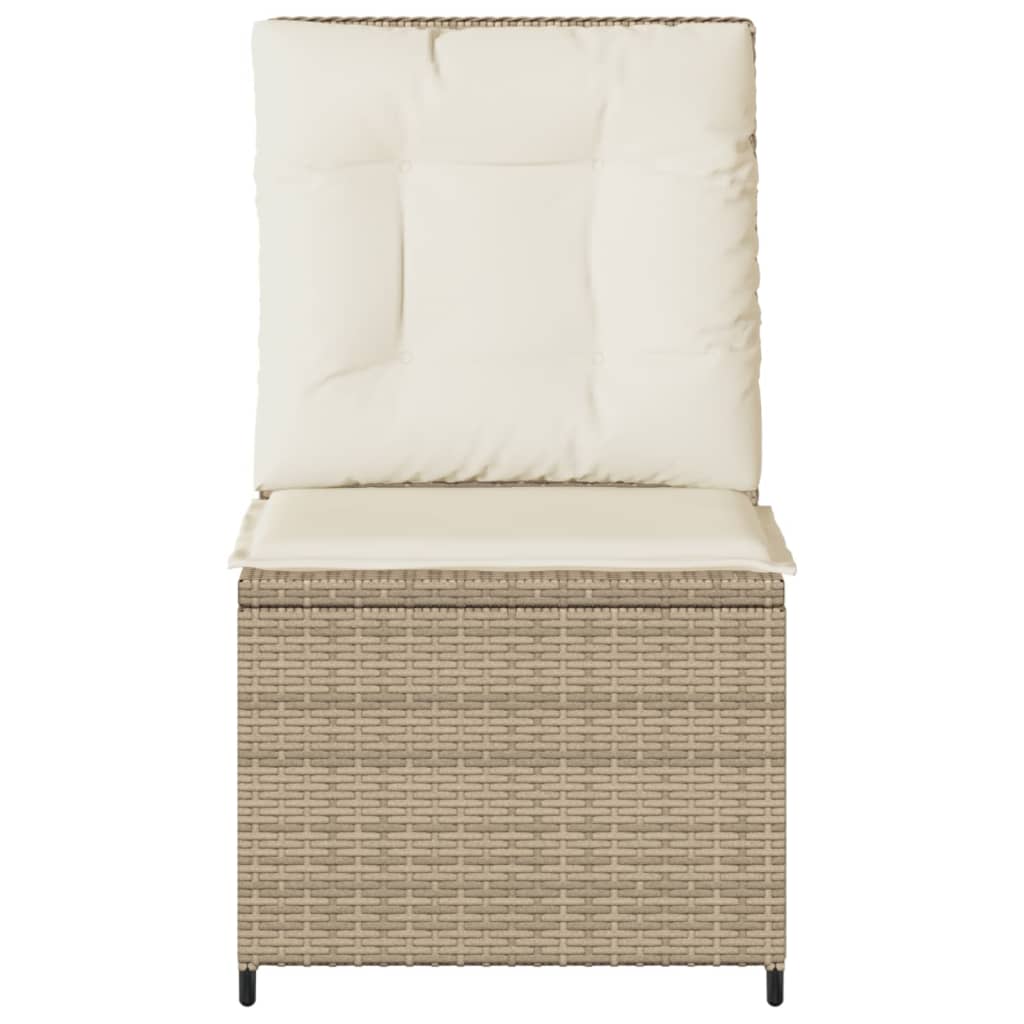 vidaXL Fauteuil de jardin inclinable avec coussins Beige Rotin PE