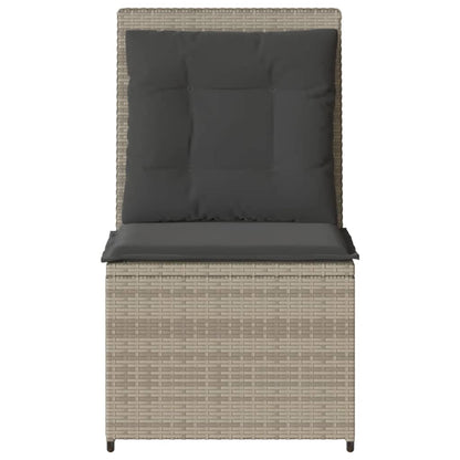 vidaXL Gartensessel mit Liegefunktion und Kissen Hellgrau Poly Rattan