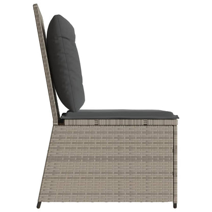vidaXL Gartensessel mit Liegefunktion und Kissen Hellgrau Poly Rattan