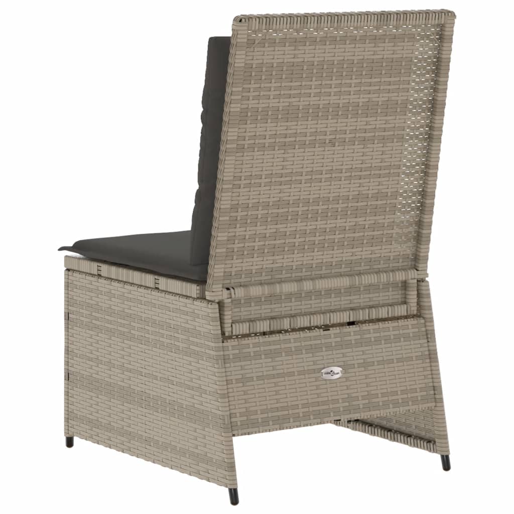 vidaXL Gartensessel mit Liegefunktion und Kissen Hellgrau Poly Rattan