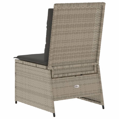vidaXL Gartensessel mit Liegefunktion und Kissen Hellgrau Poly Rattan