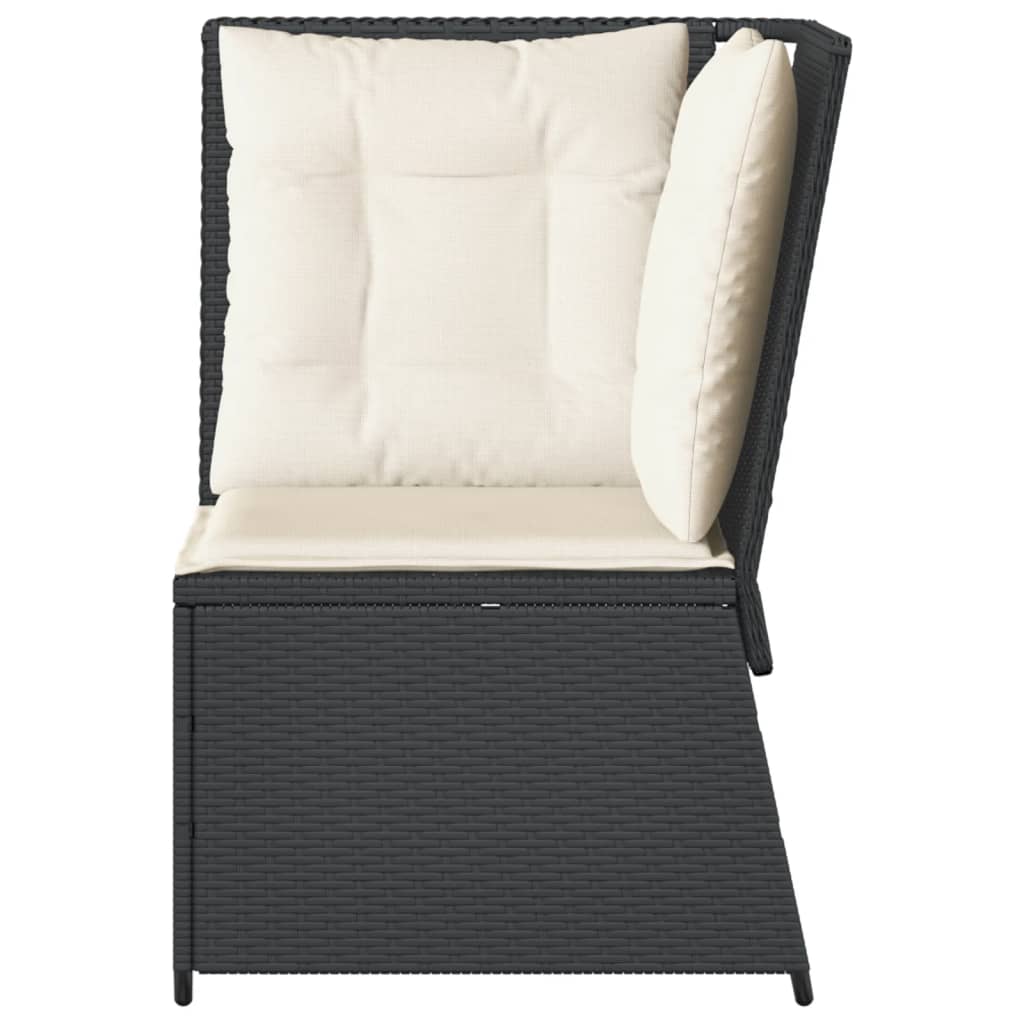 vidaXL Garten-Ecksofa mit Kissen Schwarz Poly Rattan