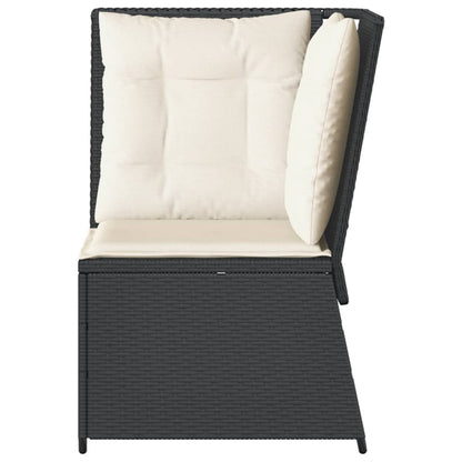 vidaXL Garten-Ecksofa mit Kissen Schwarz Poly Rattan