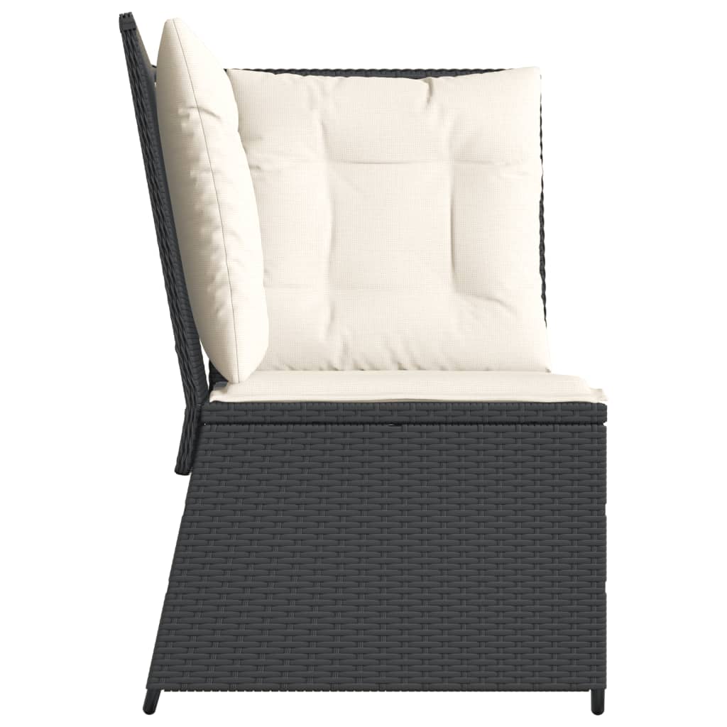 vidaXL Garten-Ecksofa mit Kissen Schwarz Poly Rattan