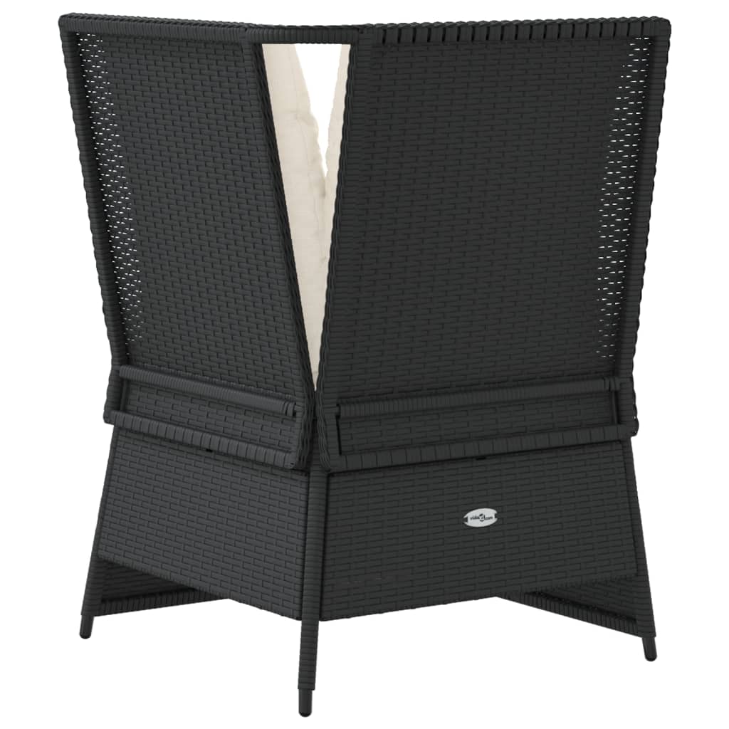 vidaXL Garten-Ecksofa mit Kissen Schwarz Poly Rattan