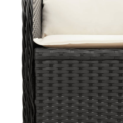 vidaXL Garten-Ecksofa mit Kissen Schwarz Poly Rattan