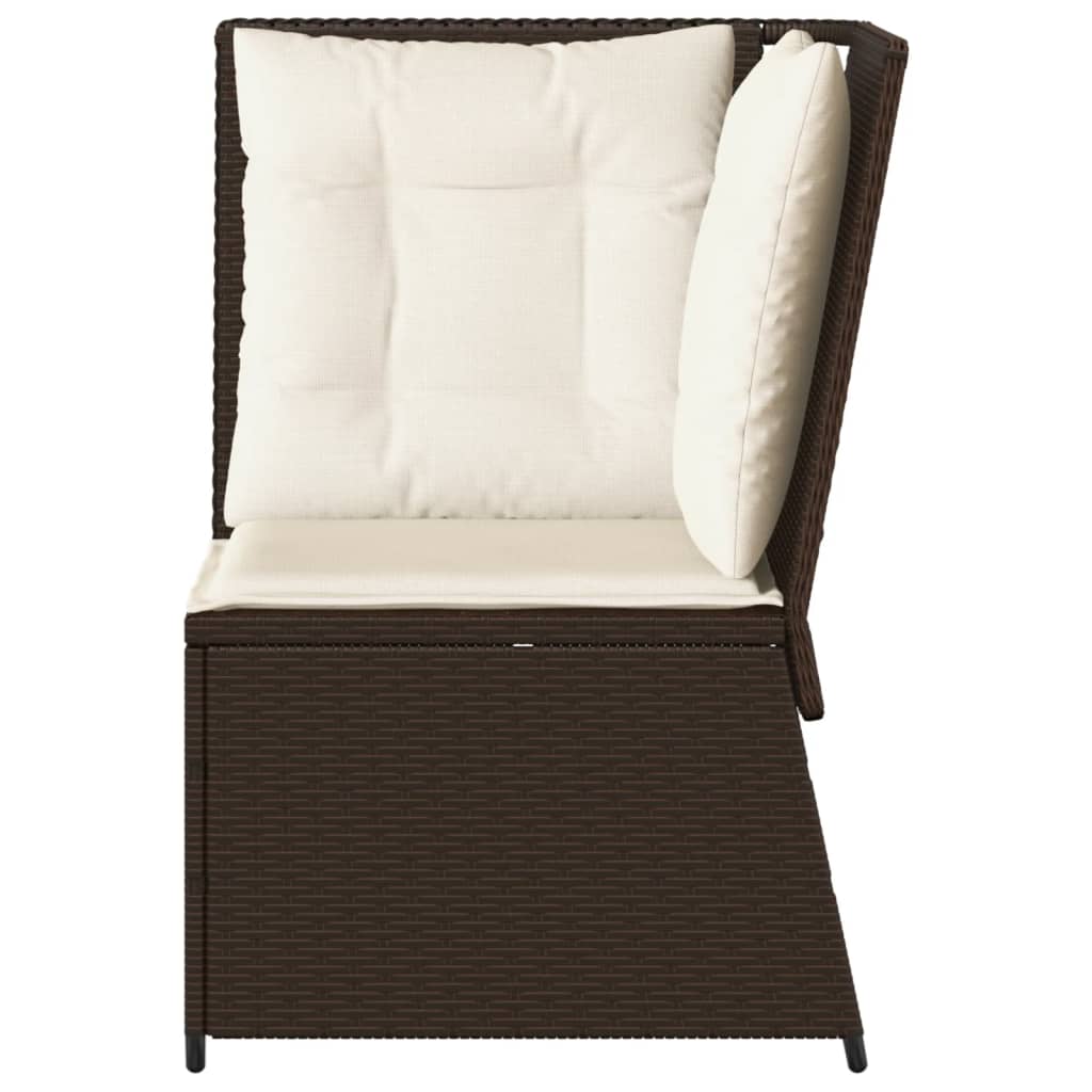 vidaXL Garten-Ecksofa mit Kissen Braun Poly Rattan