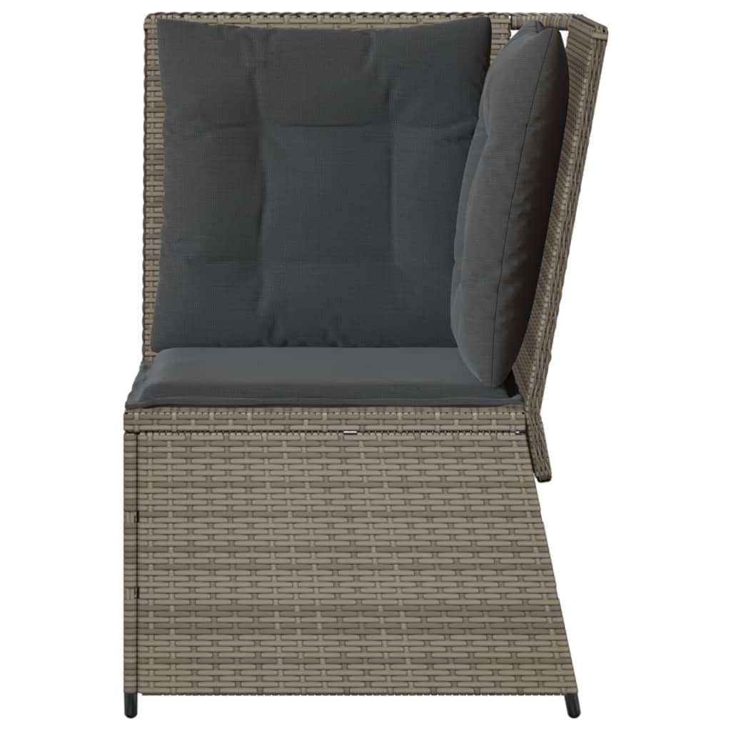 vidaXL Garten-Ecksofa mit Kissen Grau Poly Rattan