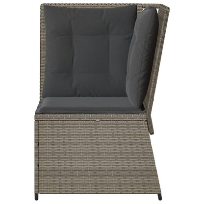 vidaXL Garten-Ecksofa mit Kissen Grau Poly Rattan