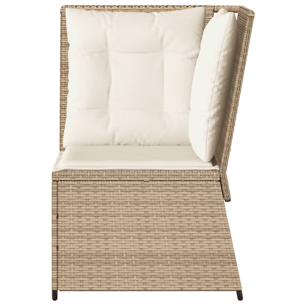 vidaXL Garten-Ecksofa mit Kissen Beige Poly Rattan