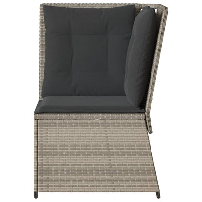 vidaXL Garten-Ecksofa mit Kissen Hellgrau Poly Rattan