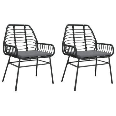 vidaXL Gartenstühle 2 Stk. mit Kissen Schwarz Poly Rattan