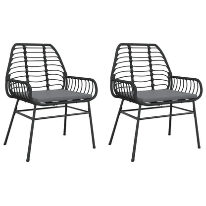 vidaXL Gartenstühle 2 Stk. mit Kissen Schwarz Poly Rattan