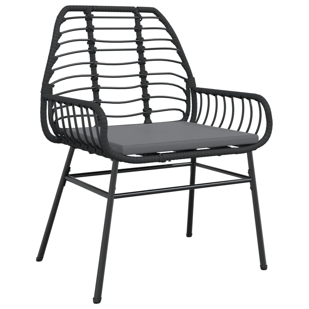 vidaXL Gartenstühle 2 Stk. mit Kissen Schwarz Poly Rattan