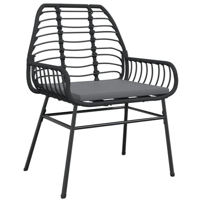 vidaXL Gartenstühle 2 Stk. mit Kissen Schwarz Poly Rattan