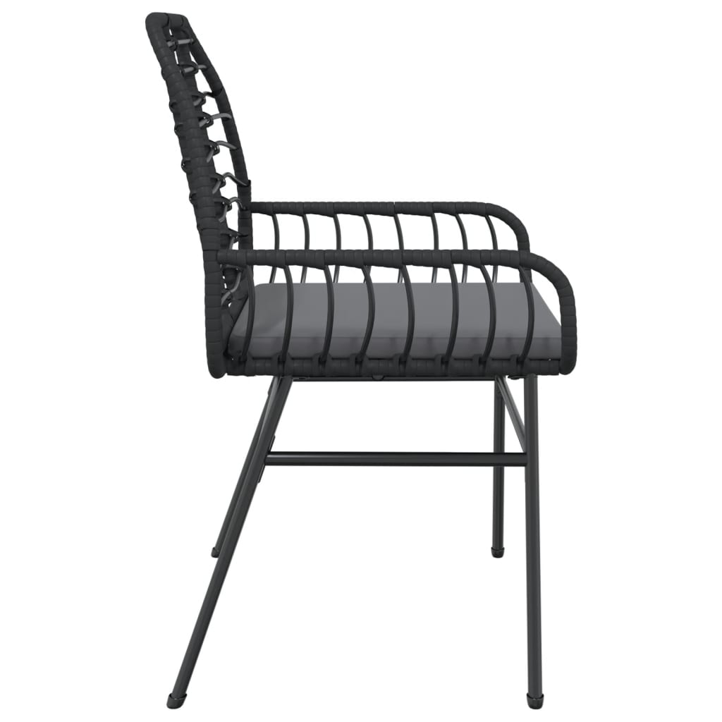 vidaXL Gartenstühle 2 Stk. mit Kissen Schwarz Poly Rattan