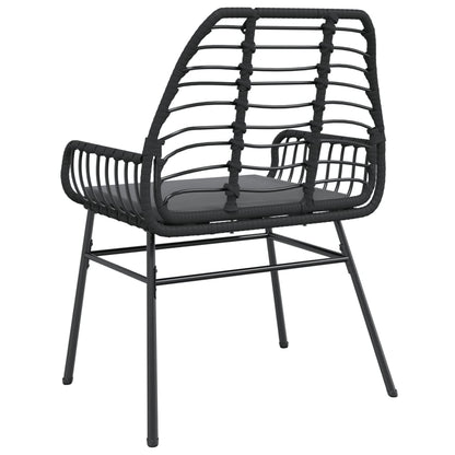 vidaXL Gartenstühle 2 Stk. mit Kissen Schwarz Poly Rattan