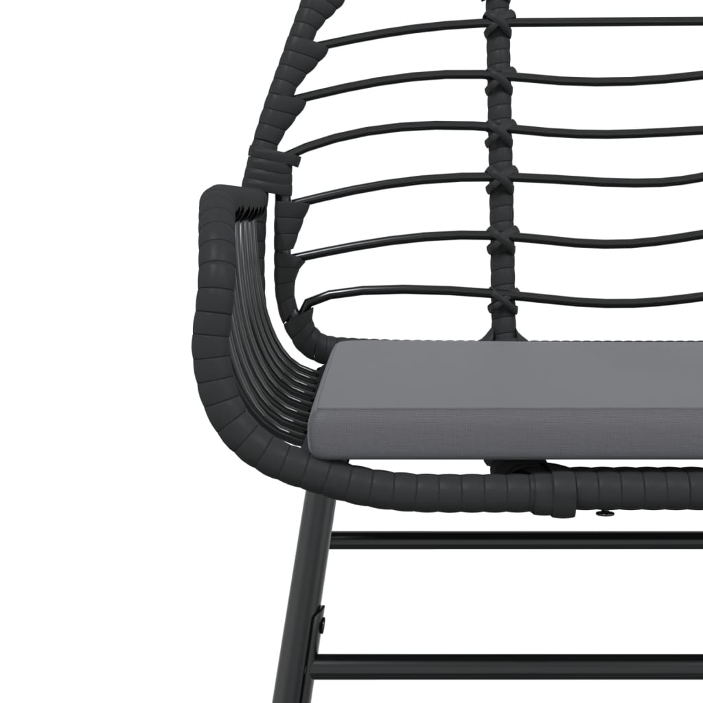 vidaXL Gartenstühle 2 Stk. mit Kissen Schwarz Poly Rattan