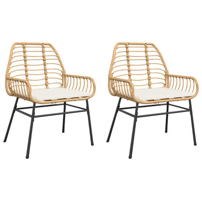 vidaXL Gartenstühle 2 Stk. mit Kissen Braun Poly Rattan