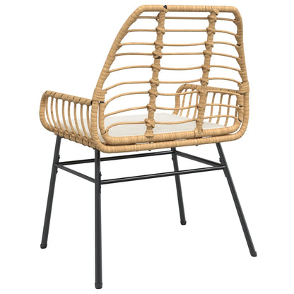 vidaXL Gartenstühle 2 Stk. mit Kissen Braun Poly Rattan