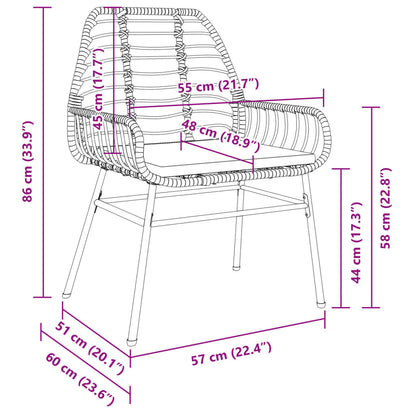 vidaXL Gartenstühle 2 Stk. mit Kissen Braun Poly Rattan