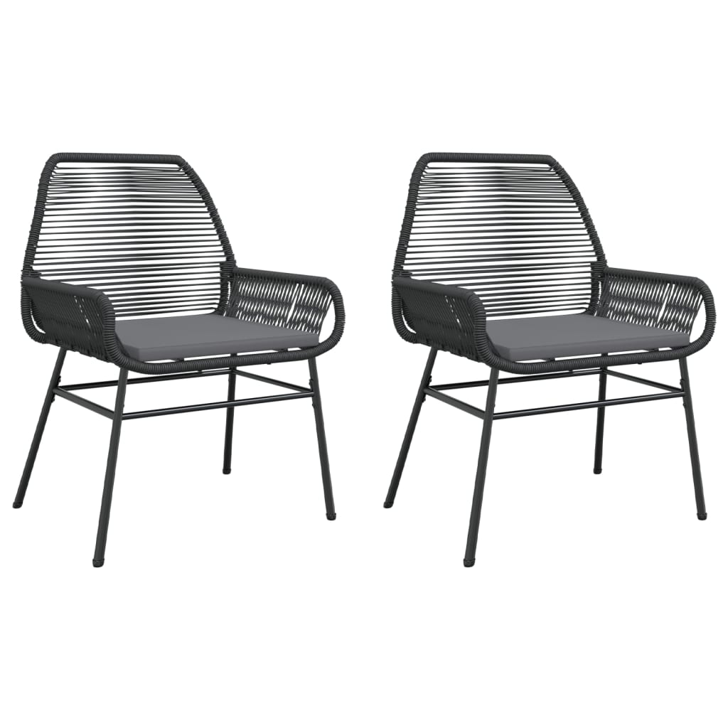 vidaXL Gartenstühle 2 Stk. mit Kissen Schwarz Poly Rattan