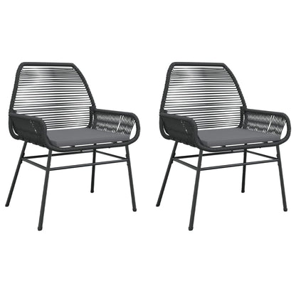 vidaXL Gartenstühle 2 Stk. mit Kissen Schwarz Poly Rattan