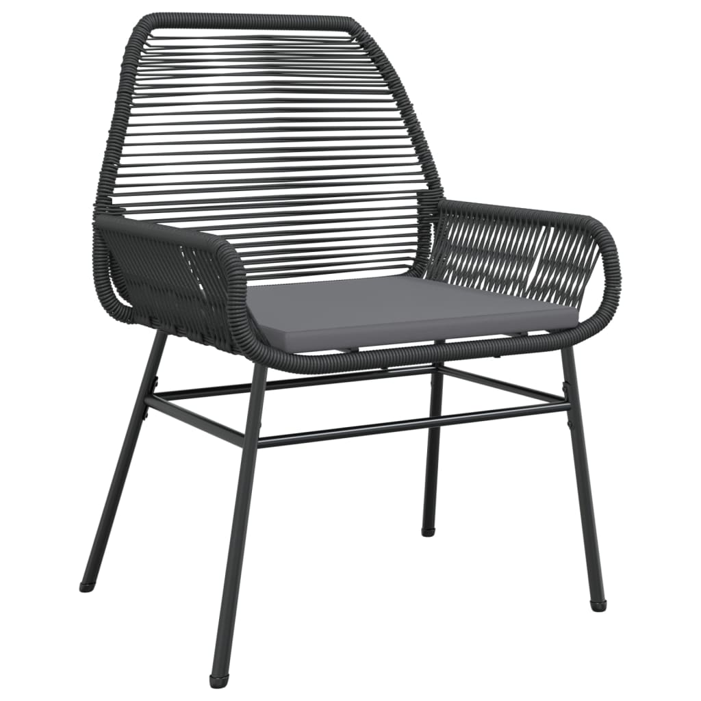 vidaXL Gartenstühle 2 Stk. mit Kissen Schwarz Poly Rattan