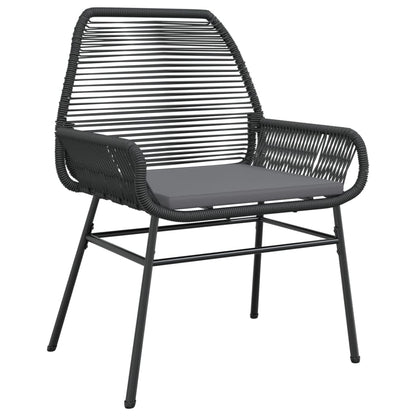 vidaXL Gartenstühle 2 Stk. mit Kissen Schwarz Poly Rattan