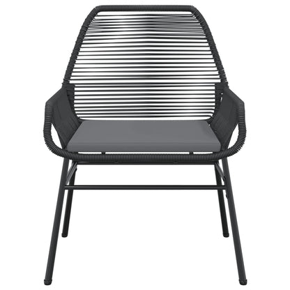 vidaXL Gartenstühle 2 Stk. mit Kissen Schwarz Poly Rattan