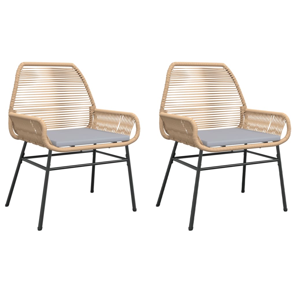 vidaXL Gartenstühle 2 Stk. mit Kissen Braun Poly Rattan
