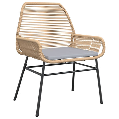 vidaXL Gartenstühle 2 Stk. mit Kissen Braun Poly Rattan