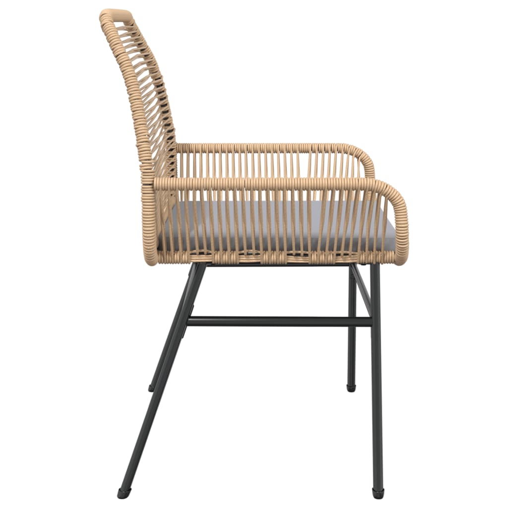 vidaXL Gartenstühle 2 Stk. mit Kissen Braun Poly Rattan