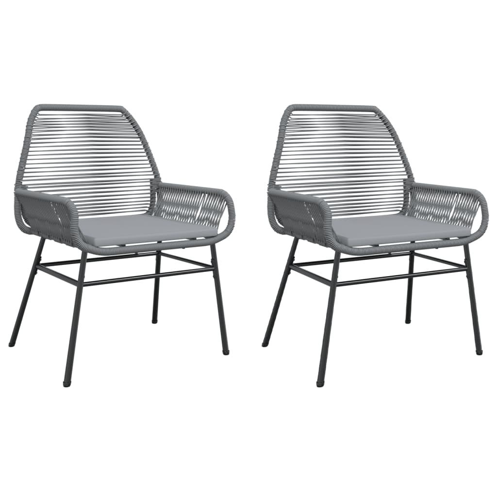 vidaXL Gartenstühle 2 Stk. mit Kissen Grau Poly Rattan