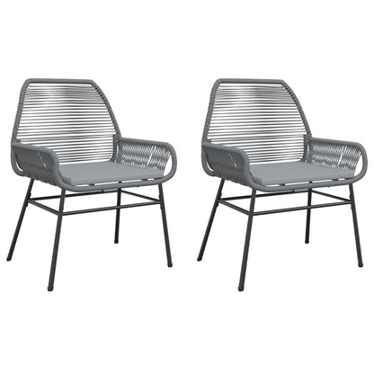 vidaXL Gartenstühle 2 Stk. mit Kissen Grau Poly Rattan
