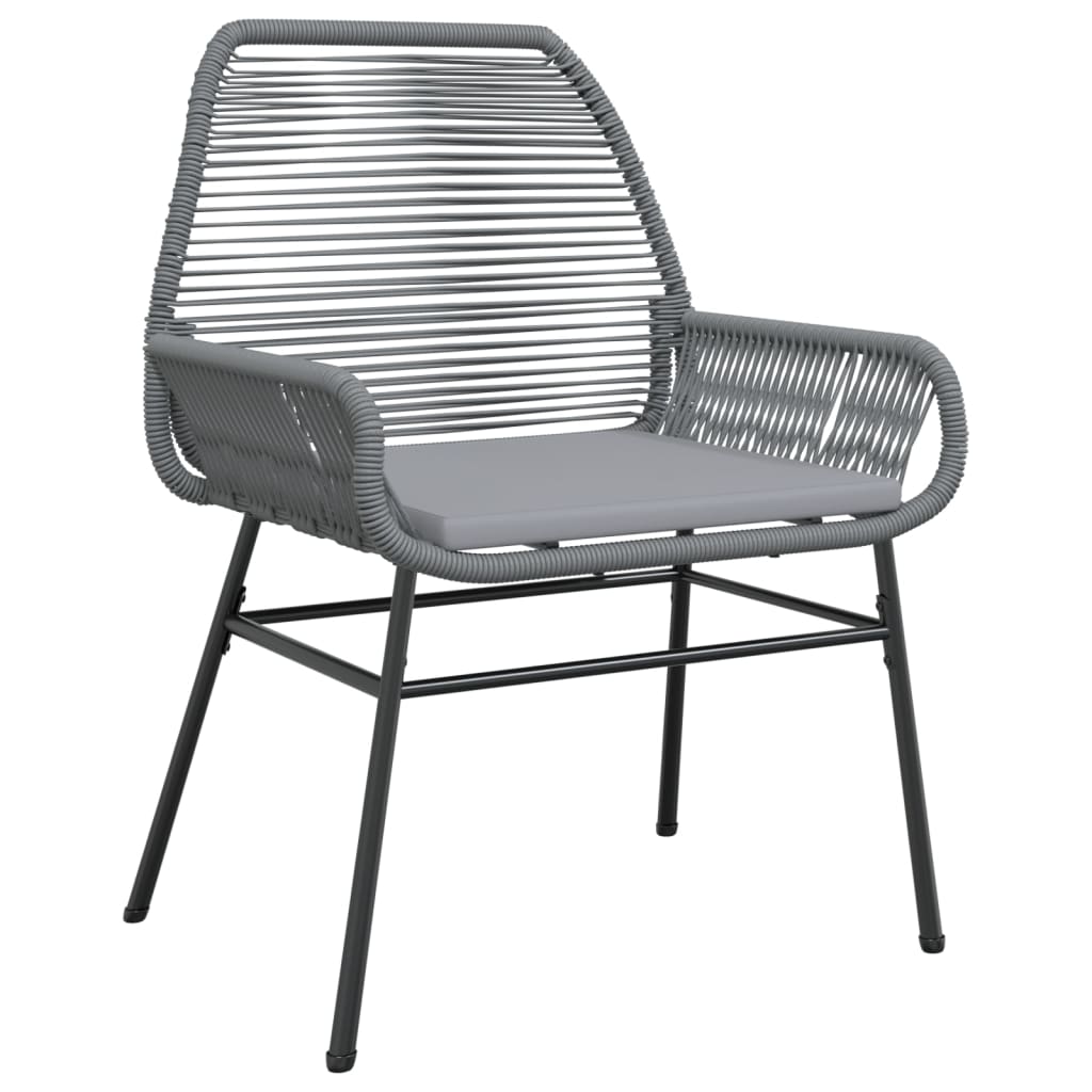 vidaXL Gartenstühle 2 Stk. mit Kissen Grau Poly Rattan