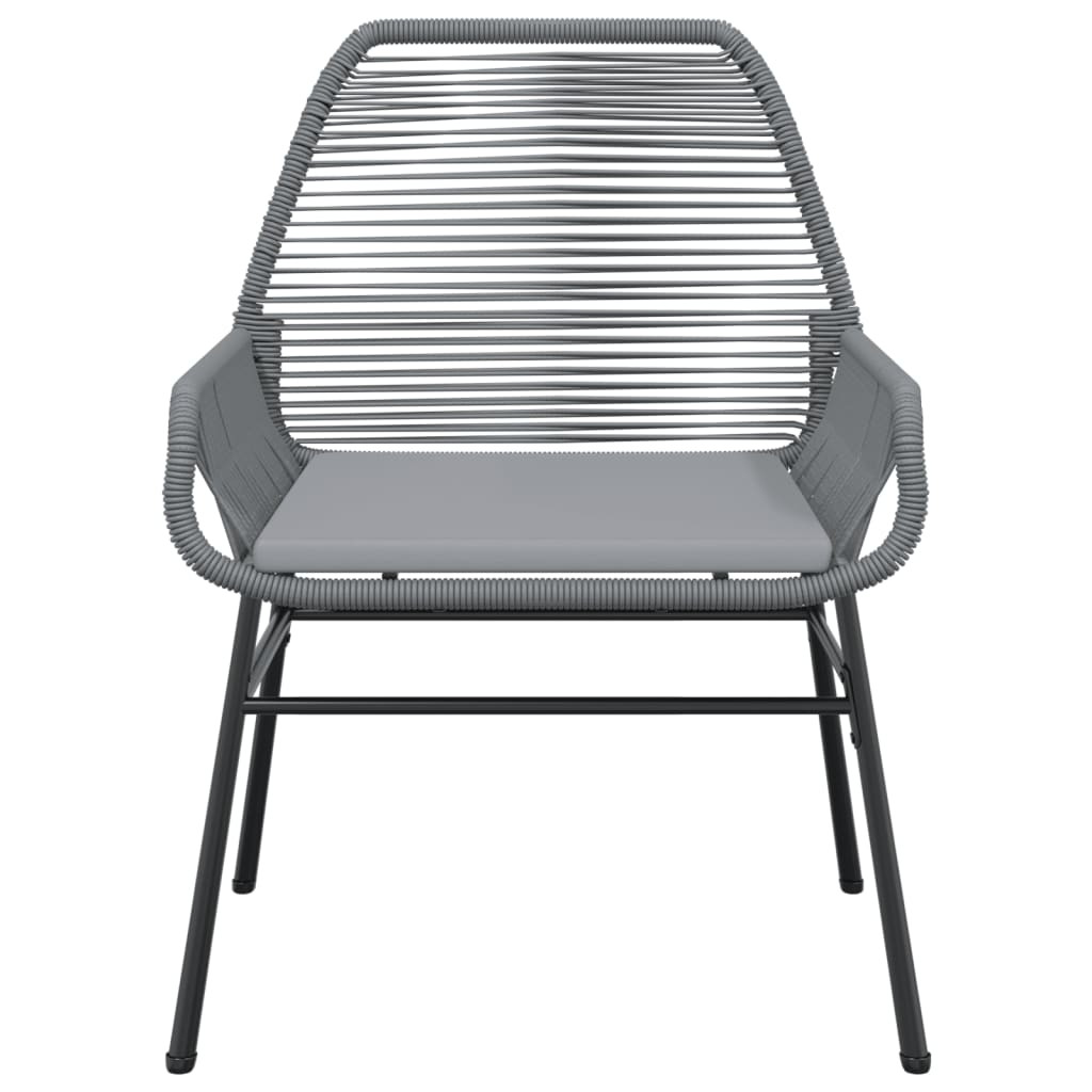 vidaXL Gartenstühle 2 Stk. mit Kissen Grau Poly Rattan