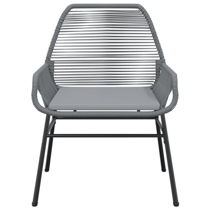 vidaXL Gartenstühle 2 Stk. mit Kissen Grau Poly Rattan