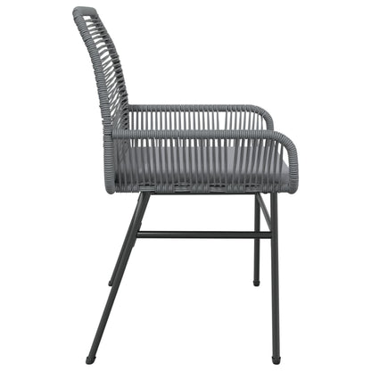 vidaXL Gartenstühle 2 Stk. mit Kissen Grau Poly Rattan