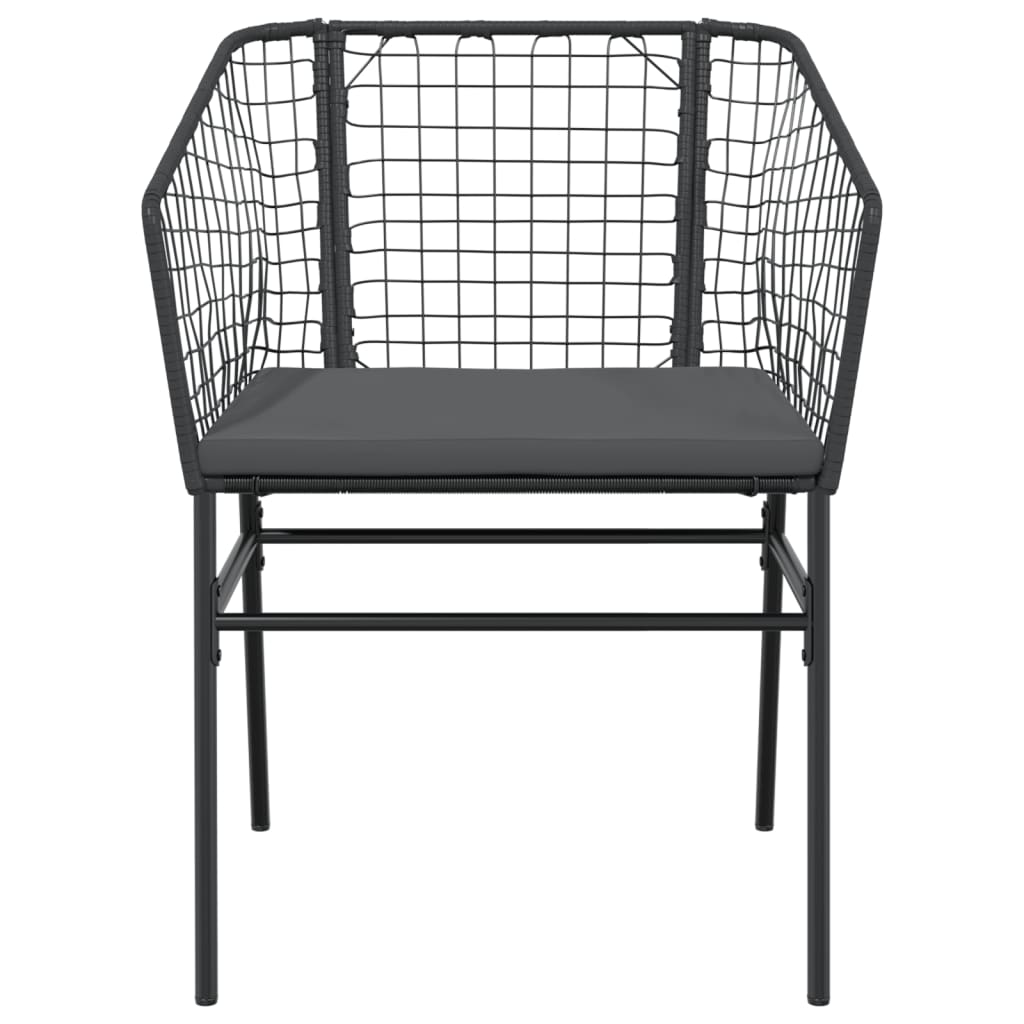 vidaXL Gartenstühle 2 Stk. mit Kissen Schwarz Poly Rattan