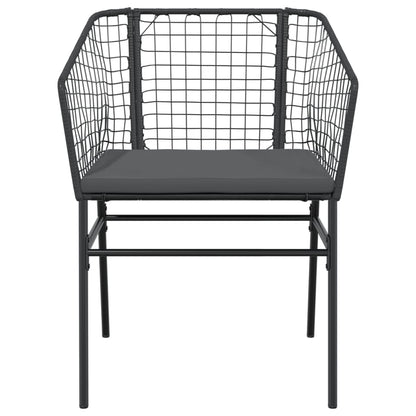 vidaXL Gartenstühle 2 Stk. mit Kissen Schwarz Poly Rattan