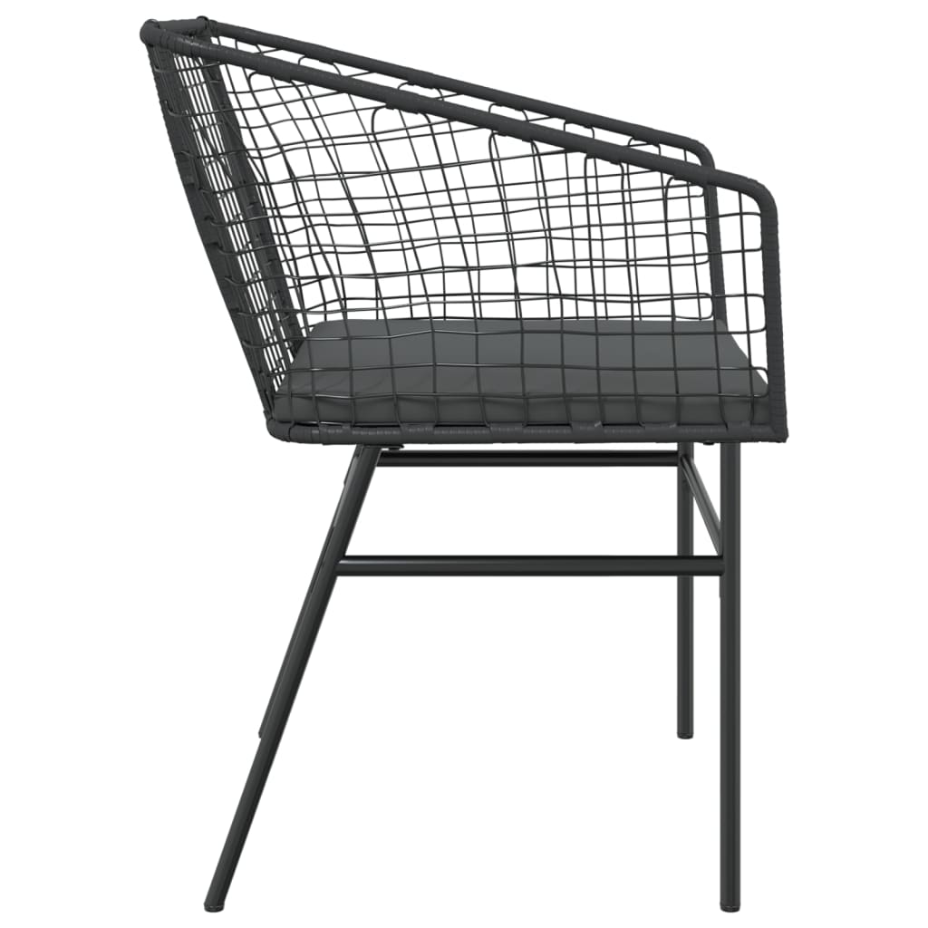 vidaXL Gartenstühle 2 Stk. mit Kissen Schwarz Poly Rattan
