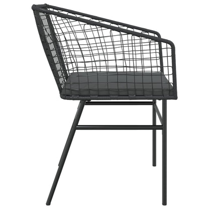 vidaXL Gartenstühle 2 Stk. mit Kissen Schwarz Poly Rattan