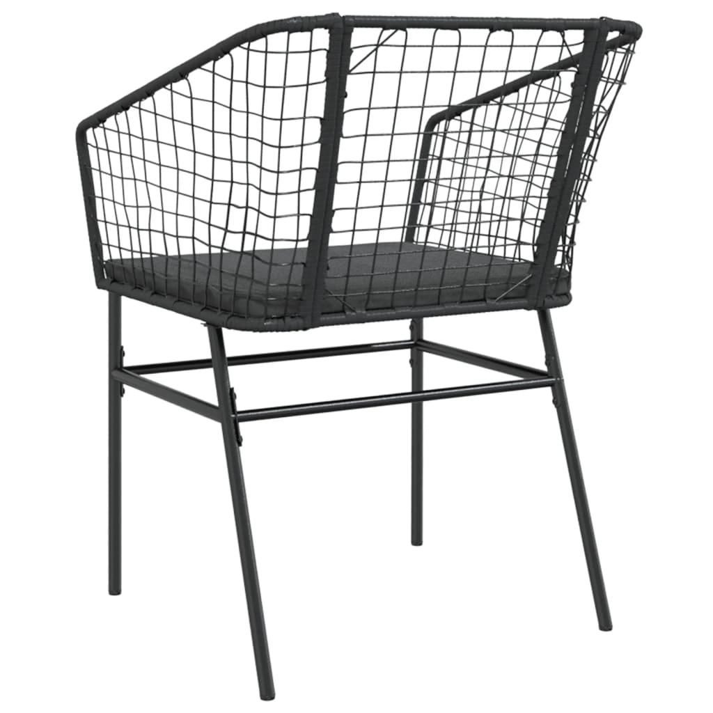 vidaXL Gartenstühle 2 Stk. mit Kissen Schwarz Poly Rattan
