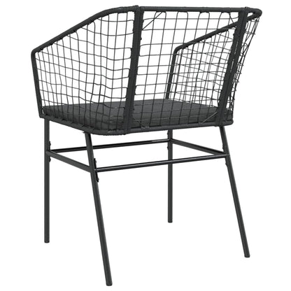 vidaXL Gartenstühle 2 Stk. mit Kissen Schwarz Poly Rattan