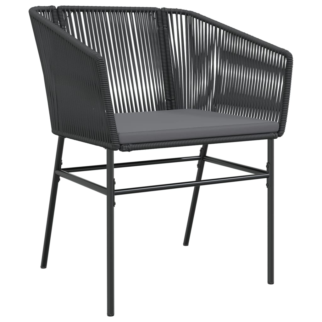 vidaXL Gartenstühle 2 Stk. mit Kissen Schwarz Poly Rattan