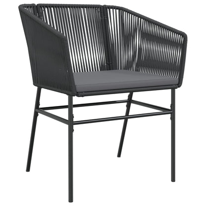 vidaXL Gartenstühle 2 Stk. mit Kissen Schwarz Poly Rattan